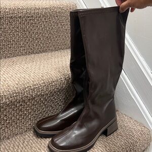 SHEIN Dark Brown Heeled Boots